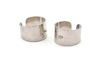 Hammered Ring Setting - 1 Silver Tone Brass Hammered Adjustable Smooth Ring Setting for Soldering With 1 Loop (20-23mm) E583 H1235