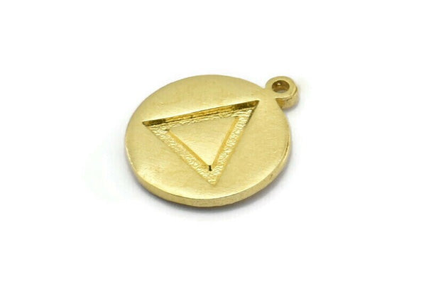 Pirinç Element Charm, 1 Döngülü 4 Ham Pirinç Ateş Elementi Sembolü Charm (17x14x1,5 mm) N2024
