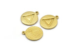 Pirinç Element Charm, 1 Döngülü 4 Ham Pirinç Ateş Elementi Sembolü Charm (17x14x1,5 mm) N2024