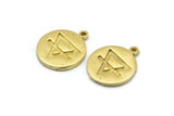 Brass Element Charm, 4 Raw Brass Earth Element Symbol Charms With 1 Loop (17x14x1.5mm) N2025