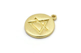 Brass Element Charm, 4 Raw Brass Air Element Symbol Charms With 1 Loop (17x14x1.5mm) N2026
