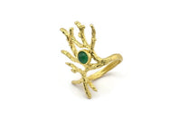 Brass Branch Ring, Raw Brass Branch Ring With 1 Stone Settings - Pad Size 6mm N2012
