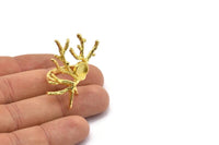 Brass Branch Ring, Raw Brass Branch Ring With 1 Stone Settings - Pad Size 6mm N2012