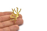 Brass Branch Ring, Raw Brass Branch Ring With 1 Stone Settings - Pad Size 6mm N2012