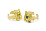 Brass Royal Ring, 2 Raw Brass Royal Rings With 1 Stone Settings - Pad Size 4mm N2002