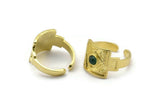 Brass Royal Ring, 2 Raw Brass Royal Rings With 1 Stone Settings - Pad Size 4mm N2002