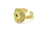 Brass Royal Ring, 2 Raw Brass Royal Rings With 1 Stone Settings - Pad Size 5mm N2021