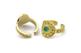 Brass Royal Ring, 2 Raw Brass Royal Rings With 1 Stone Settings - Pad Size 5mm N2021