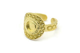 Brass Royal Ring, 2 Raw Brass Royal Rings With 1 Stone Settings - Pad Size 6mm N2008