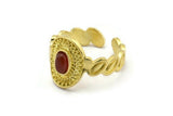 Brass Royal Ring, 2 Raw Brass Royal Rings With 1 Stone Settings - Pad Size 4x6mm N2005