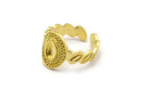 Brass Royal Ring, 2 Raw Brass Royal Rings With 1 Stone Settings - Pad Size 4x6mm N2005