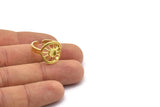 Brass Ring Settings, 2 Raw Brass Sun Rings With 1 Stone Setting - Pad Size 4mm N2004