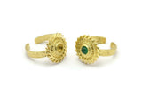 Brass Royal Ring, 2 Raw Brass Royal Rings With 1 Stone Settings - Pad Size 4mm N2006