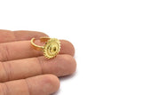 Brass Royal Ring, 2 Raw Brass Royal Rings With 1 Stone Settings - Pad Size 4mm N2006
