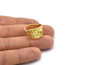 Brass Ring Settings, 2 Raw Brass Moon Phases Shaped Rings With 1 Stone Setting - Pad Size 4mm N2003