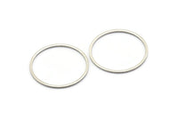 28mm Circle Connectors, 12 Antique Silver Plated Brass Circle Connectors (28x1x1mm) A2254 H0584