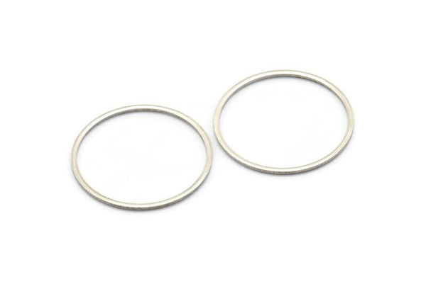 28mm Circle Connectors, 12 Antique Silver Plated Brass Circle Connectors (28x1x1mm) A2254 H0584