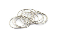 28mm Circle Connectors, 12 Antique Silver Plated Brass Circle Connectors (28x1x1mm) A2254 H0584