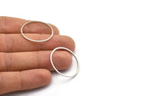 28mm Circle Connectors, 12 Antique Silver Plated Brass Circle Connectors (28x1x1mm) A2254 H0584