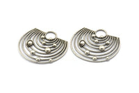 Antique Silver Solar System, 1 Antique Silver Plated Brass Solar System Pendant With 1 Loop, Necklace, Earring (43x46x1.5mm) U145 H0398