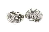 Antique Silver Solar System, 1 Antique Silver Plated Brass Solar System Pendant With 1 Loop, Necklace, Earring (43x46x1.5mm) U145 H0398