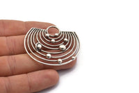 Antique Silver Solar System, 1 Antique Silver Plated Brass Solar System Pendant With 1 Loop, Necklace, Earring (43x46x1.5mm) U145 H0398