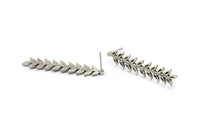 Gümüş Yaprak Küpe, 2 Antik Gümüş Kaplama Pirinç Yaprak Küpe, Buluntular (41x9x1,5 mm) N1714 H1048