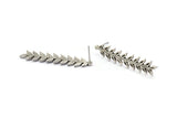 Gümüş Yaprak Küpe, 2 Antik Gümüş Kaplama Pirinç Yaprak Küpe, Buluntular (41x9x1,5 mm) N1714 H1048