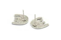 Küpe Çivisi, 2 Antik Gümüş Kaplama Pirinç - Çivili Küpeler - Gümüş Küpeler - Küpeler (15x15x1,2 mm) N1604 H1508