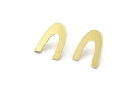 Earring Studs, 8 Raw Brass - U Shape Earrings - Brass Earrings - Earrings (17x13x0.80mm) A2790