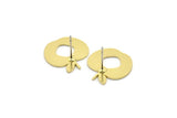 Brass Apple Earring, 8 Raw Brass Apple Shaped Stud Earrings (17x17x0.80mm) A2780