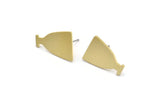 Earring Studs, 8 Raw Brass - Irregular Shaped Stud Earrings - Brass Earrings - Earrings (17x12x0.80mm) A2778