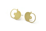 Earring Studs, 8 Raw Brass - Irregular Shaped Stud Earrings With 1 Hole - Brass Earrings - Earrings (18x15x0.80mm) A2796