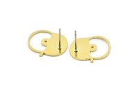 Earring Studs, 8 Raw Brass - Irregular Shaped Stud Earrings With 1 Hole - Brass Earrings - Earrings (18x15x0.80mm) A2796