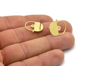 Earring Studs, 8 Raw Brass - Irregular Shaped Stud Earrings With 1 Hole - Brass Earrings - Earrings (18x15x0.80mm) A2796
