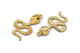Gold Snake Charm, Gold Plated Brass Cobra Snake Charm With 1 Loop, Pendants, Findings, Earrings (45x26x8x2mm) N1639