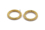 Gold Circle Earring, 2 Gold Plated Brass Circle Stud Earrings (25x4mm) N1697