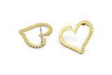Brass Heart Earring, 10 Textured Raw Brass Heart Shaped Stud Earrings (15x18x0.80mm) A2788