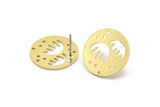 Brass Round Earring, 8 Raw Brass Round Shaped Stud Earrings (18x0.80mm) A2779