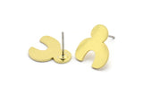 Earring Studs, 8 Raw Brass - Irregular Shaped Stud Earrings - Brass Earrings - Earrings (14x12x0.80mm) A2781