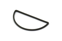 Black Half Moon - 12 Brass Black Oxidized Semi Circle Connectors (15x30x1mm) D0011 S591