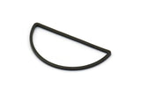 Black Half Moon - 12 Brass Black Oxidized Semi Circle Connectors (15x30x1mm) D0011 S591
