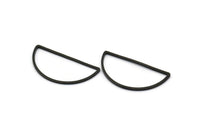 Black Half Moon - 12 Brass Black Oxidized Semi Circle Connectors (15x30x1mm) D0011 S591