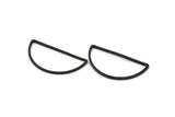 Black Half Moon - 12 Brass Black Oxidized Semi Circle Connectors (15x30x1mm) D0011 S591