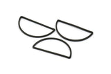 Black Half Moon - 12 Brass Black Oxidized Semi Circle Connectors (15x30x1mm) D0011 S591