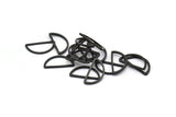 Black Half Moon - 50 Brass Black Oxidized Semi Circle Connectors (8x16x0.80mm) D0008 S509