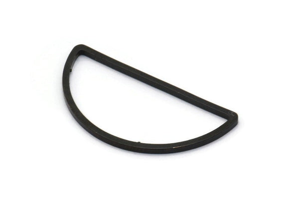 Black Half Moon - 12 Brass Black Oxidized Semi Circle Connectors (15x30x1.2mm) BS 1173 S587