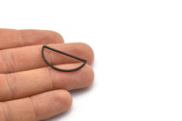 Black Half Moon - 12 Brass Black Oxidized Semi Circle Connectors (15x30x1.2mm) BS 1173 S587