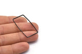 Black Rectangle Charm, 25 Oxidized Brass Black Rectangle Charms (20x40x1mm) D0332 S540