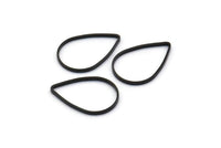 Black Drop Ring, 50 Oxidized Brass Black Drop Connectors (16x11x0.8mm) BS 1134 S550